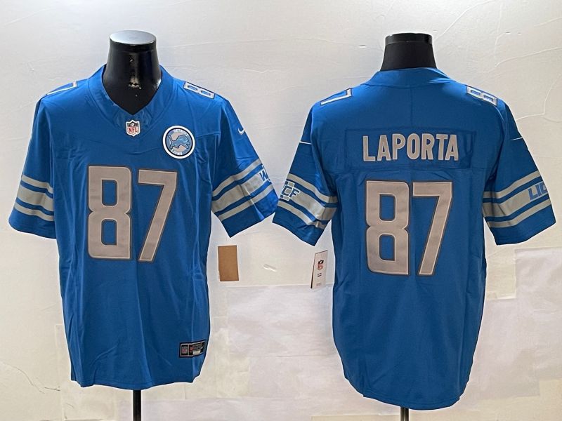 Men Detroit Lions #87 Laporta Blue three generations 2024 Nike Limited NFL Jersey style 01021